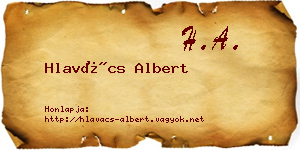 Hlavács Albert névjegykártya